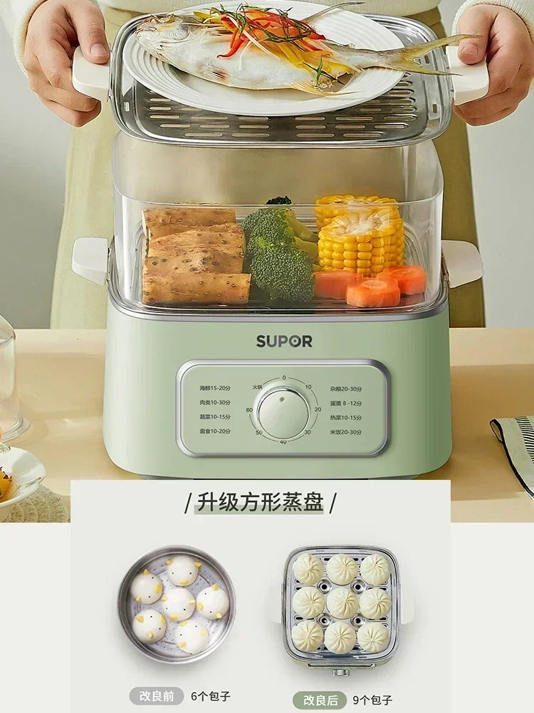 Household electric steamer. Stewing & cooking. Multi-layer breakfast. Three-layer, multifunc. Cooking pot.