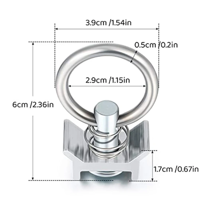 Jalur baja tahan karat Fitting Stud tunggal dengan o-ring penjaga Tie Down kapasitas 4000lb untuk jalur penerbangan pemasangan logistik