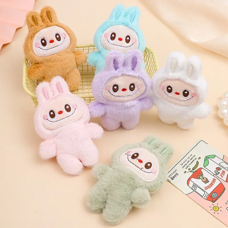 11cm Cute Cartoon Labubu The Monster Plush Doll Pendant Kawaii Anime Keychain Student Schoolbag Pendant Doll Girl Boy Gift Toys