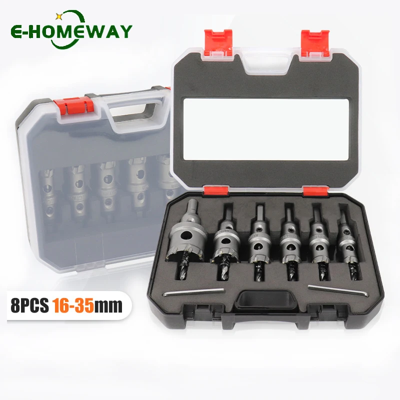 

8PCS TCT Hole Saw Cutter Set 16-35 30mm Hard Alloy Carbide Tip for Stainless Steel Iron Plate Wood Metalworking Drilling Crown