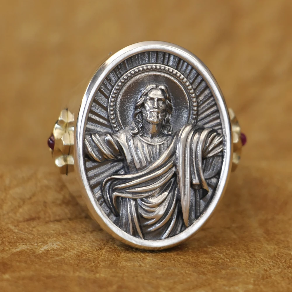 Jesus Christ Cross 925 Sterling Silver Ring Religious Jewelry TA508 US Size 7~15 BZ