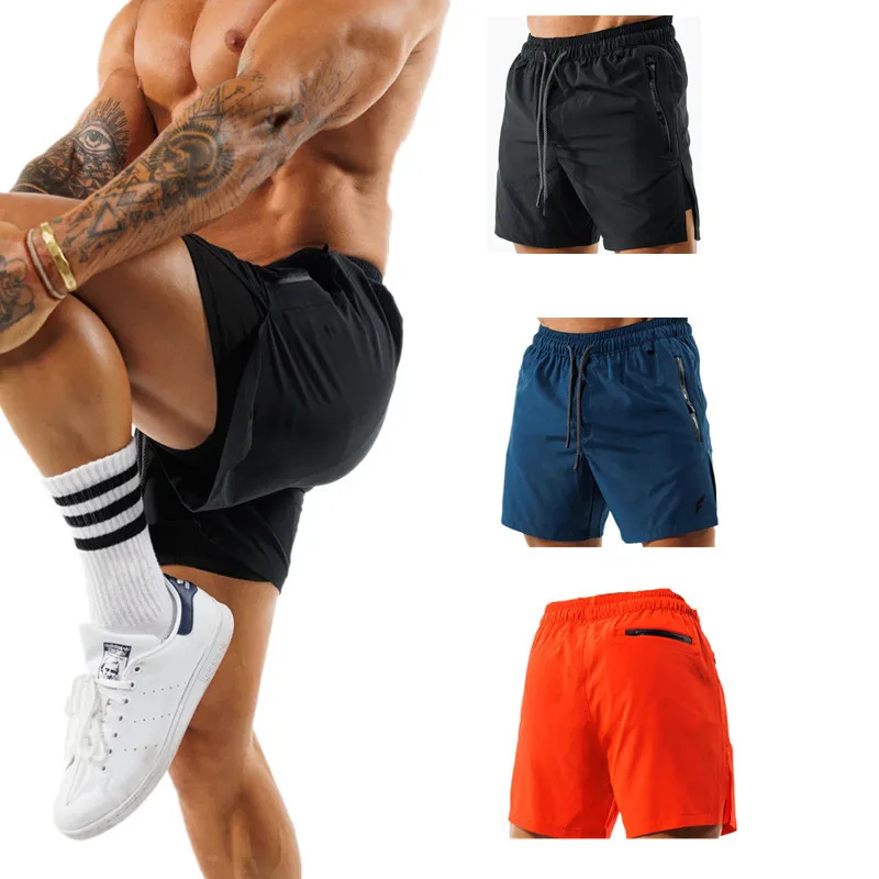 Men Summer Shorts with Lining Zipper Packets for Men Workout Gym Fitness Basketball Beach Shorts