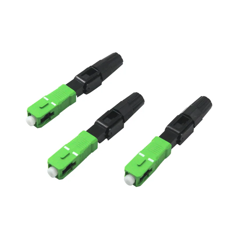 10Pcs Sc/Apc Fiber Optic Connector Embedded Single Mode Component Fiber Optic Quick Connector-Black + Green