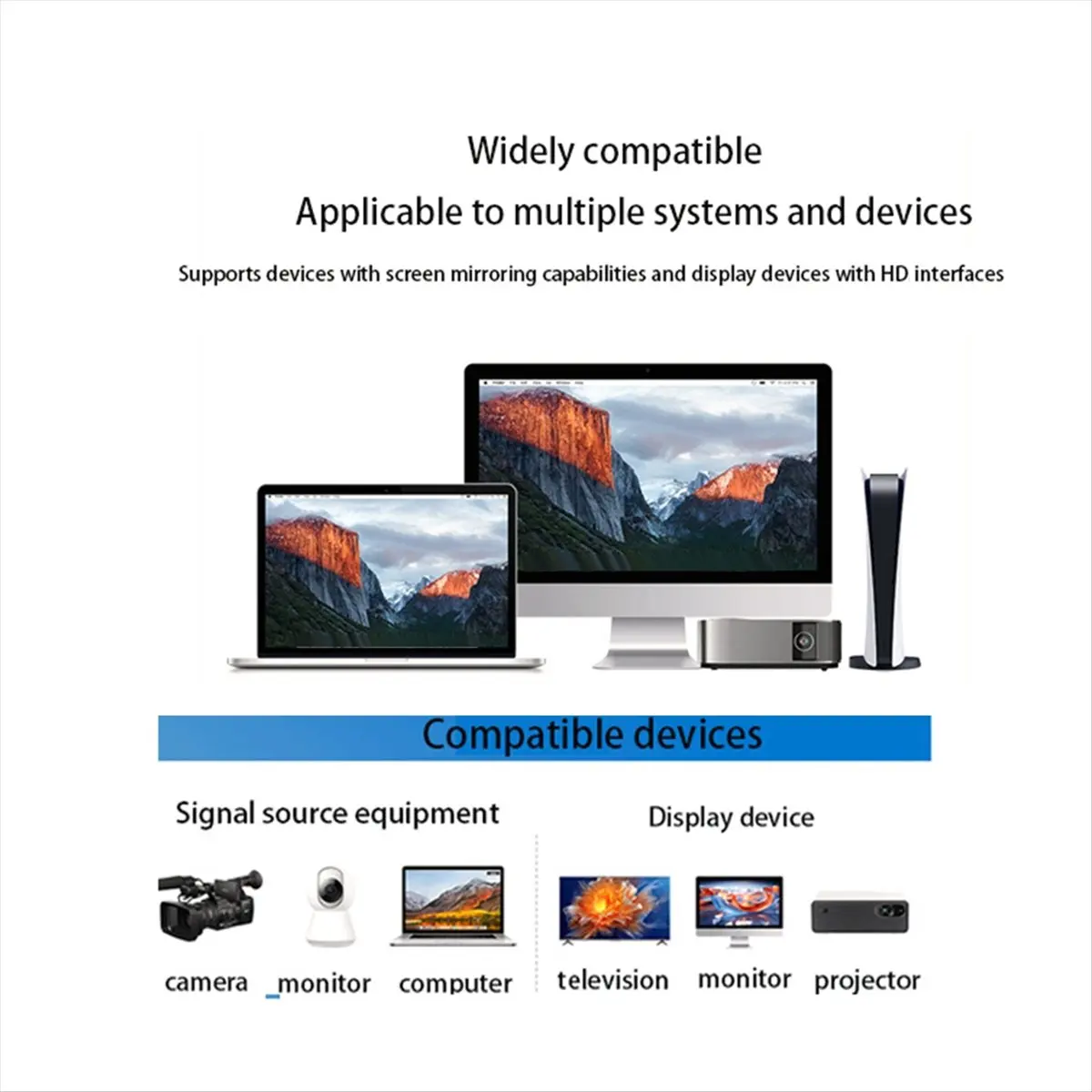 5G Wireless HD Transmitter Receiver Screen Mirroring for PC, TV, Projector Smooth Video Streaming and Easy Setup