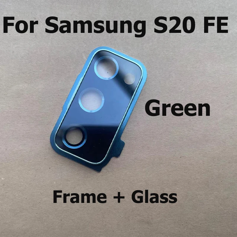 For Samsung Galaxy S20 FE Back Camera Glass Lens + Frame Rear Housing Back Cover With Metal Frame Holder Replacement