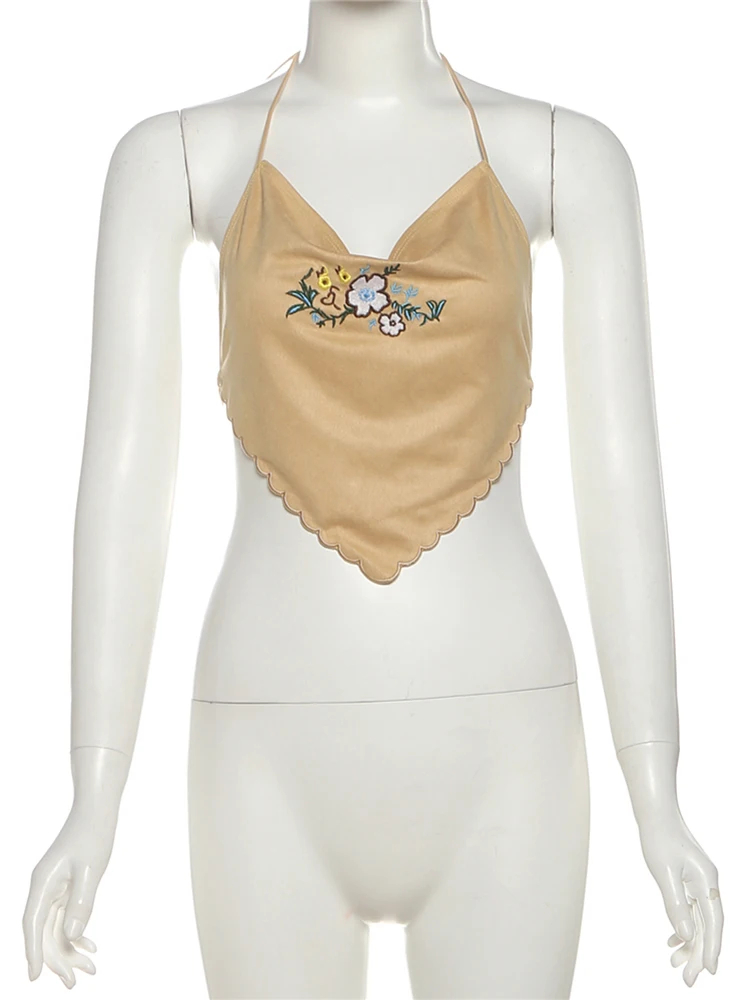 Nibber سترات نسائية مطبوعة بالزهور برقبة منخفضة بدون ظهر رسن ساخن كتكيت بسيط كلاسيكي صيفي مثير موضة ملابس علوية صغيرة للشارع منتصف الليل #6