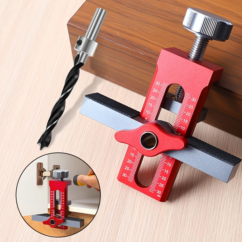 Woodworking Cabinet Door Installation Jig Door Panel Rebound Device Punch Mounting Jig 10mm Doweling Drilling Guide Locator