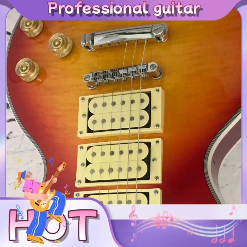 

2026 Hot Sunburst Flame Maple Electric Guitar HHH Pickups Fixed Bridge Mahogany Body Free Shipping Gift Jazz Blues Rock