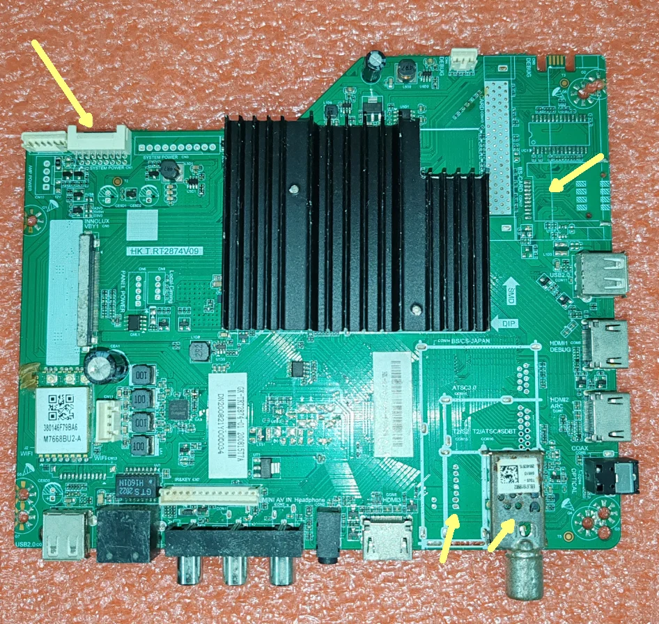 

HK.T.RT2874V09 4K WiFi network TV motherboard 1.5G+8G memory tested well