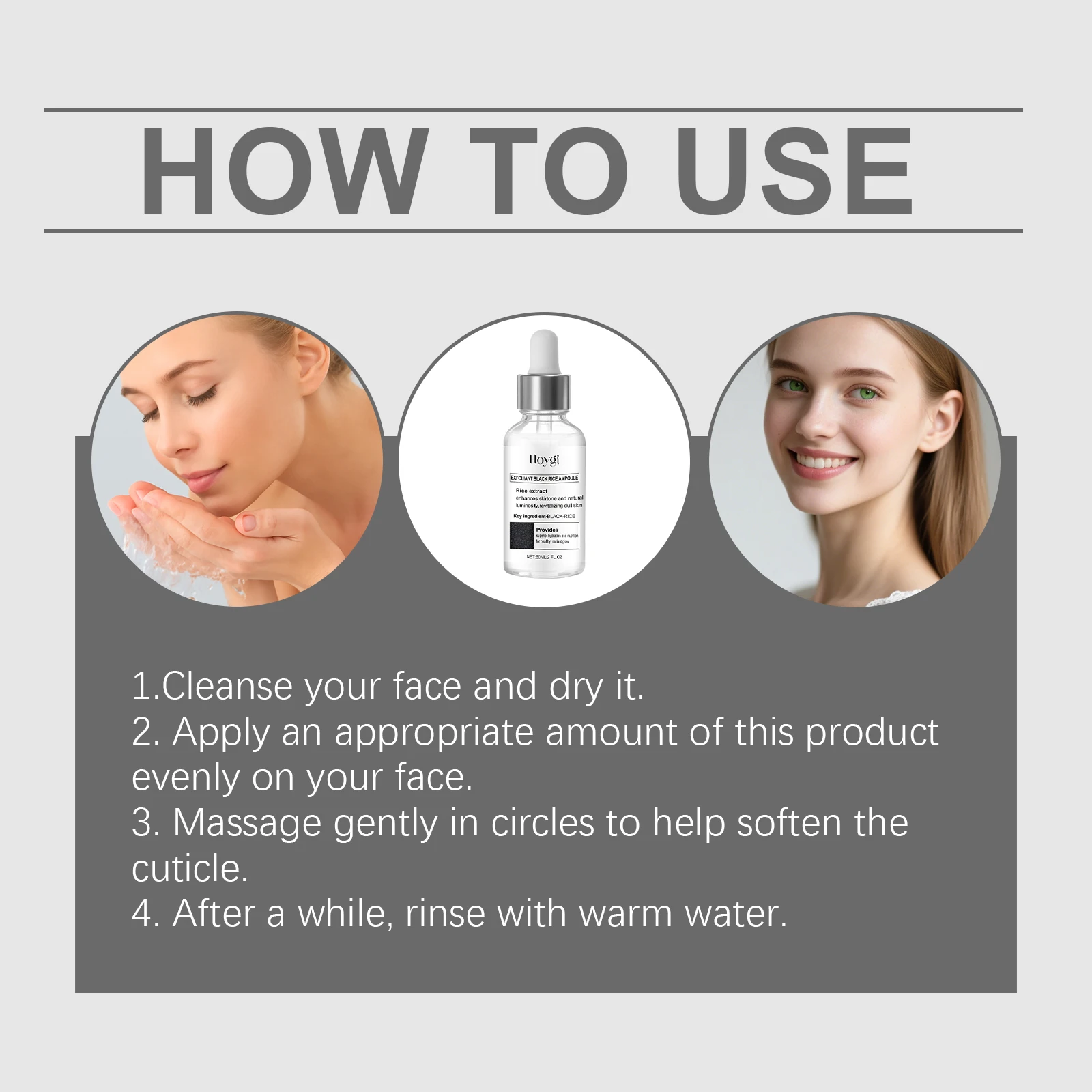 توهج الأرز أمبولة الأرز الأبيض الأسود مقشر للوجه الجسم إزالة الجلد الميت الرؤوس السوداء تجديد المسام تقليل مصل الأرز