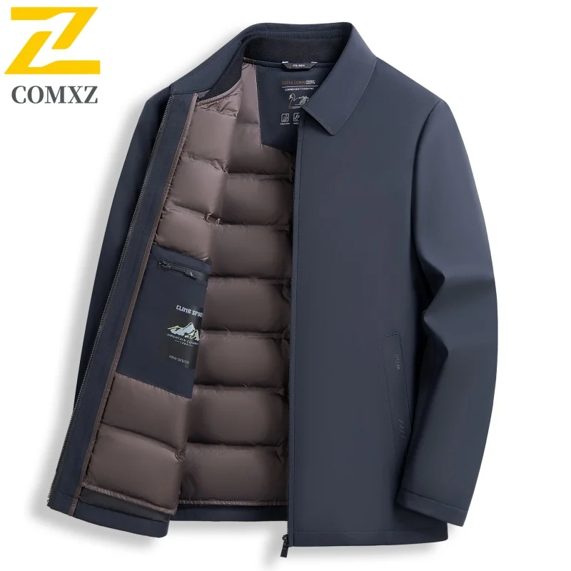 

Quality Winter Down Jacket Men Fashion Luxury 90 White Duck Down Warm Detachable Inner Jacket Korean Windproof Puffer Coat