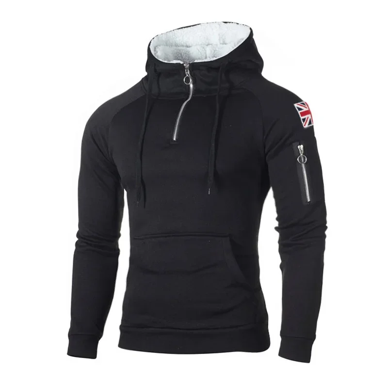 

Autumn Sport Zipper Hooded Hoodies Men's Winter Sweater Gym Workout Sweatshirts Pocket Long Sleeve Running Fitness Jacket