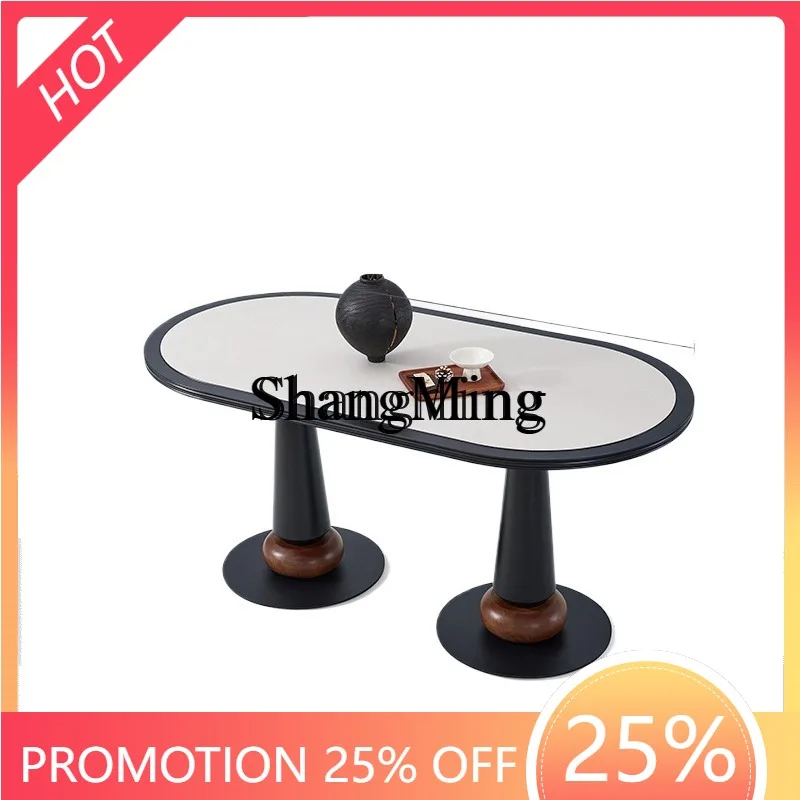 

ZYY premium fine solid wood dining table small apartment medium ancient style foldable retro oval dining table