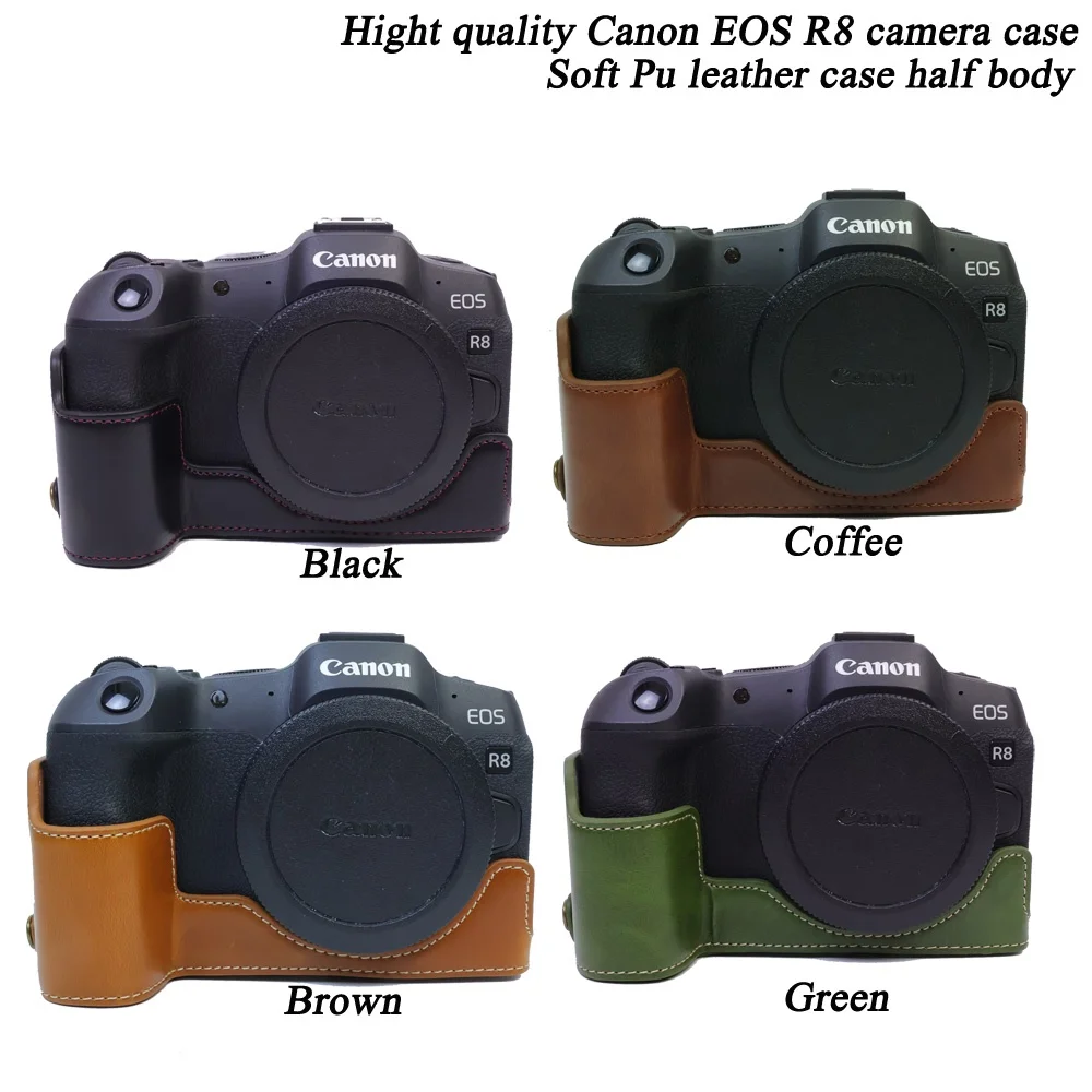 Canon R8 R50 casing kamera kulit Pu setengah badan untuk Canon EOS R8 EOS R50