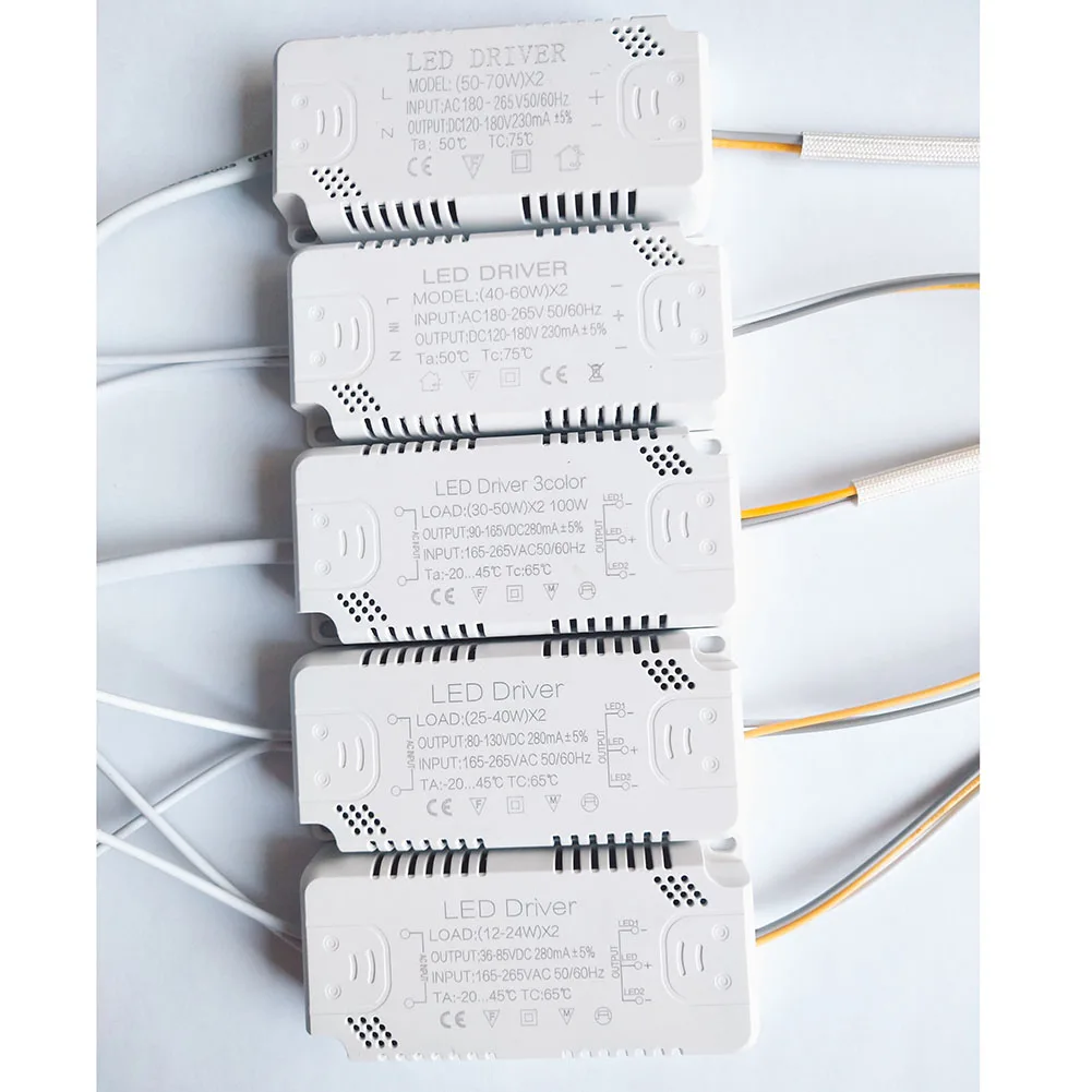 LED Driver 260-280mA 3Color Transformer 8-24Wx2 20-40Wx2 30-50Wx2 40-60Wx2 50-70Wx2 For Ceiling Light Chandelier Replacement