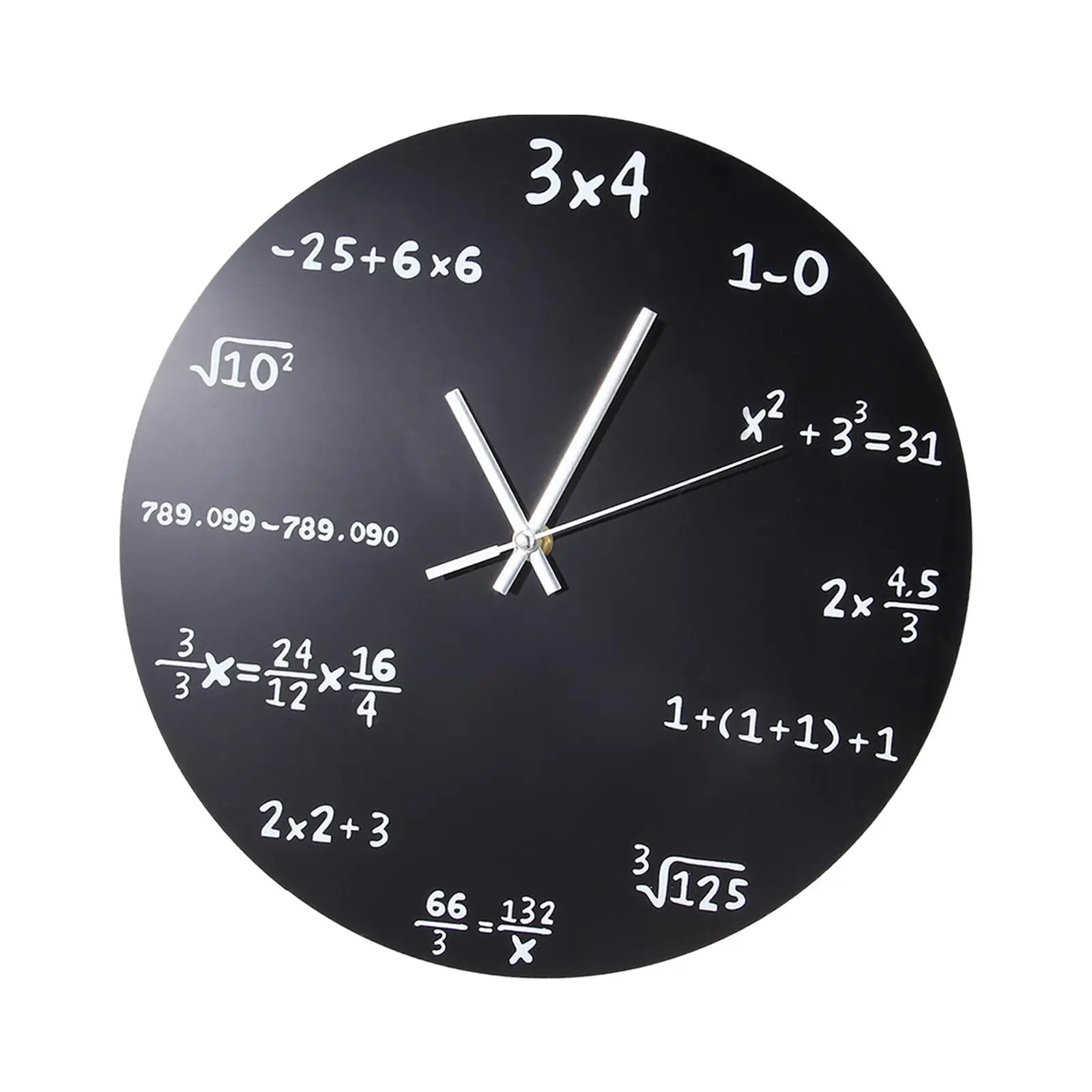 Math Wall Clock Non Ticking Multifunctional Easy to Install Acrylic Mirrored Round for Classroom Living Room Kitchen