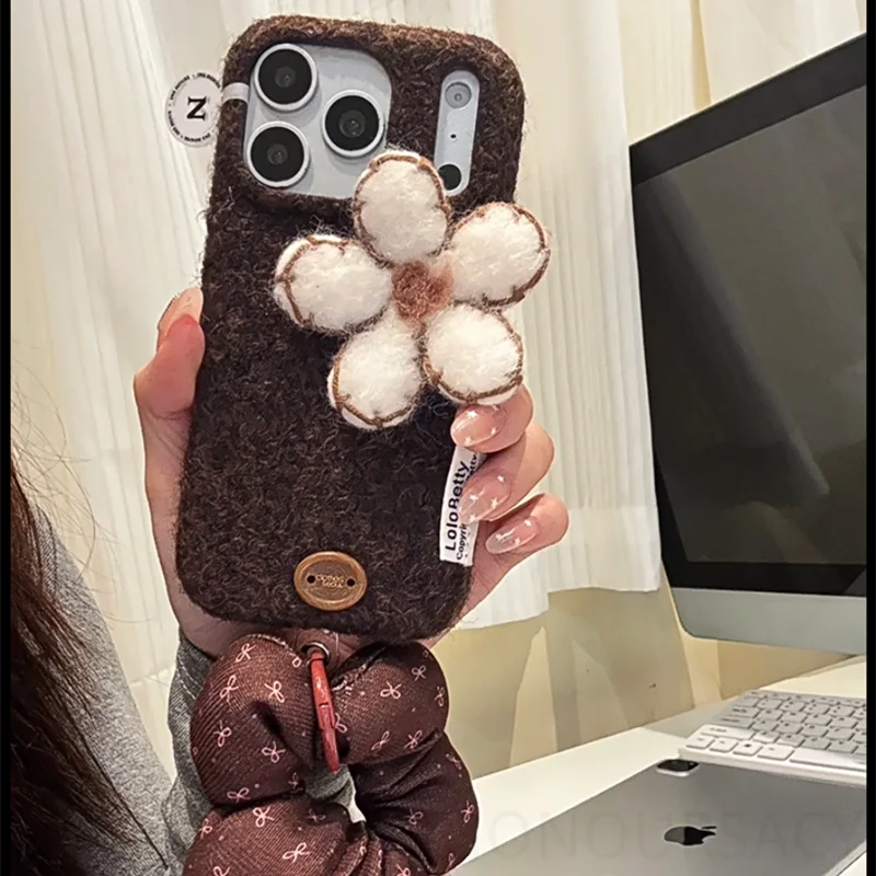 

Роскошный плюшевый рождественский чехол для телефона с 3D ретро для Iphone 17, 16, 15, 14, 13, 12, Pro Max и 17AIR 15 Pro, задняя крышка с защитой от падения для девочек