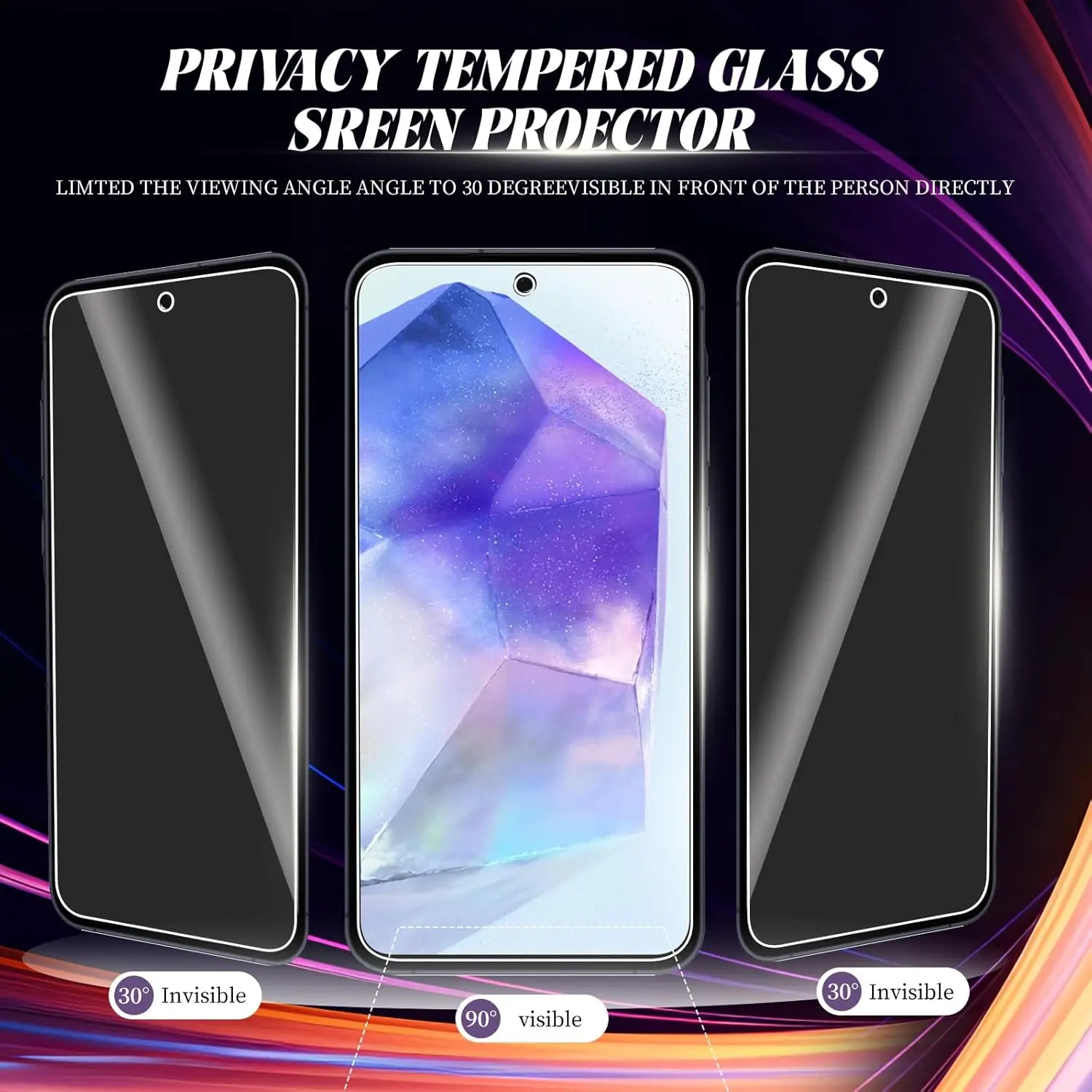 Anti Spy Tempered Glass For Samsung Galaxy A55 Protector Privacy Screen Film Not Support Fingerprint Unlocking