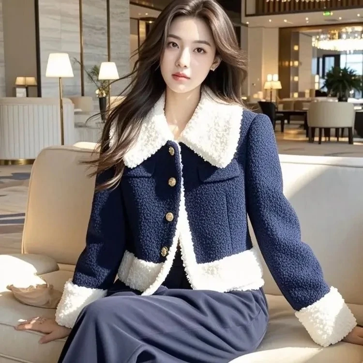 Autumn Winter 2026 New Fleece Jacket Women's Outwear Fashion Loose Unique Super Nice Lamb Wool Lapel Coat Tops