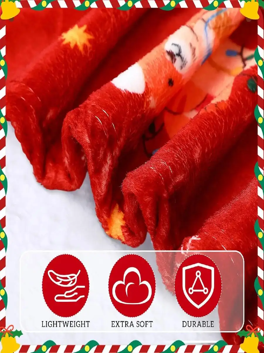 Christmas Throw Blanket x Inch Plush Xmas Flannel Blanket Red Cat Design Soft Warm Holiday Throw for Cozy Home Decor