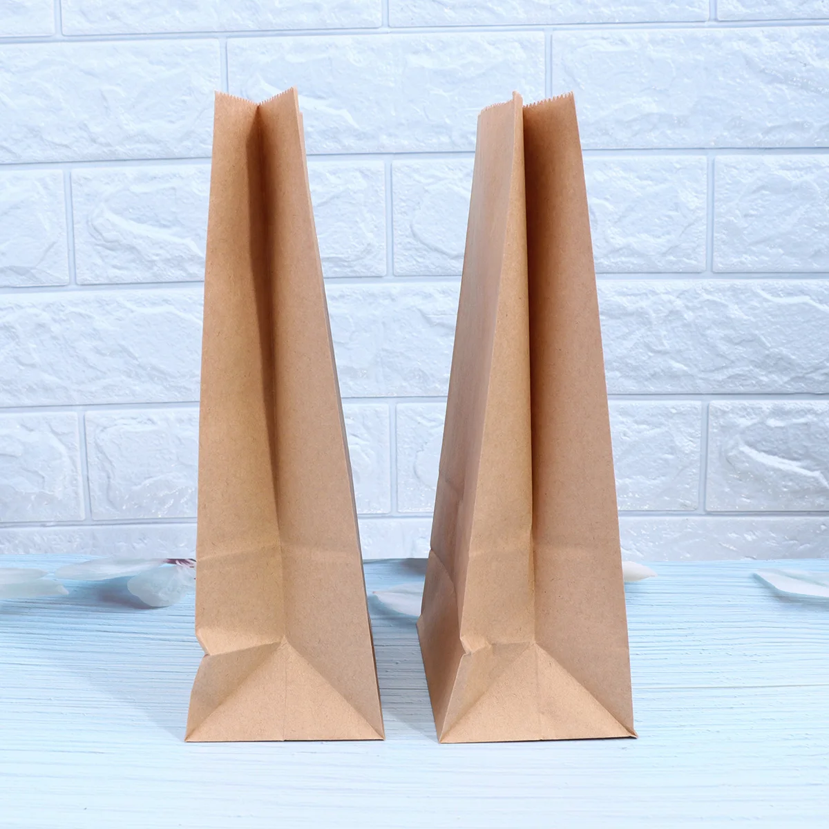 

100 Pcs Paper Snack Bags Brown Lunch Takeaway Packing Square Bottom Packaging for Container Bread