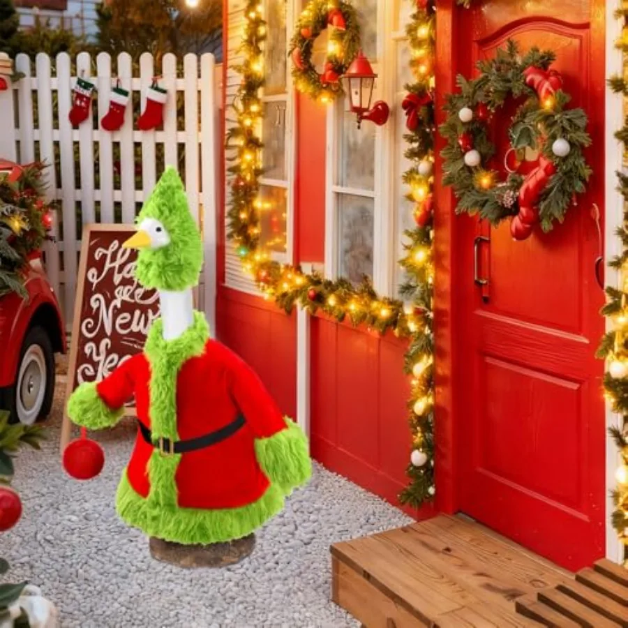 عيد الميلاد الشتاء أوزة الزي ل 23 "الشرفة أوزة عطلة الأحمر الأخضر الملابس زي عيد الميلاد الشتاء في الهواء الطلق حديقة فناء ساحة الحديقة أ #4