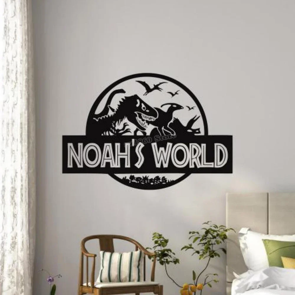 Personalized Name Jurassic Park Wall Decal Vinyl Sticker Custom Name Jurassic World Wall Sticker Dinosaur Kids Room Decor A048 - Image 3