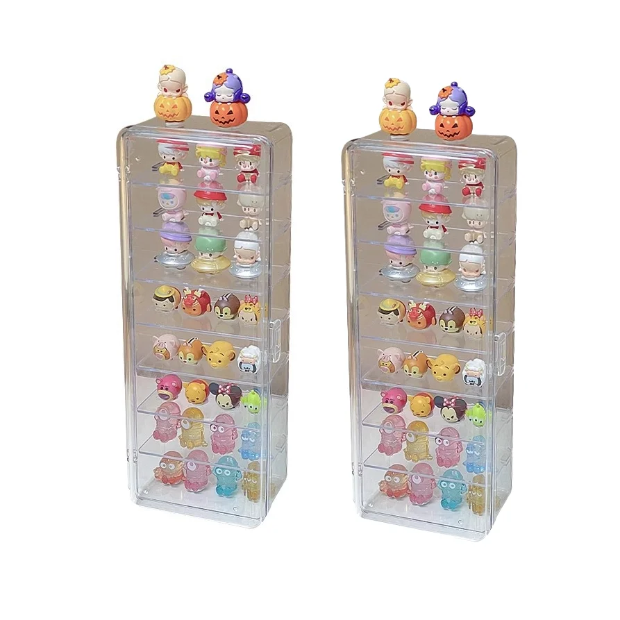 1pcs/2Pcs/3Pcs 8-Layer Transparent Dustproof Storage Box with Lid - Adjustable Dividers & Cute Small Display Comp for Organizing