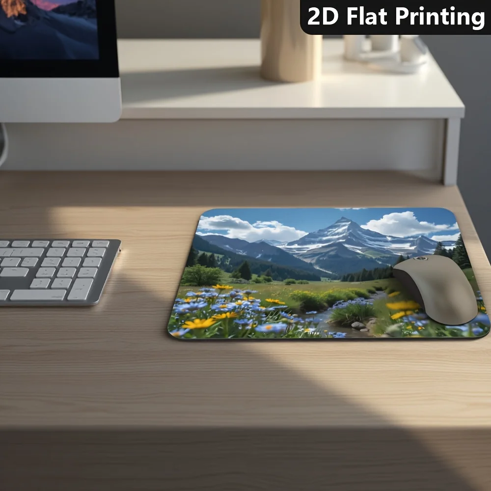 Gaming Office Non-Slip Mouse Pad Scenic Mountain Flower Landscape Desk Mat PC Computer Laptop Accessories Gamer Setup Decoration view 6