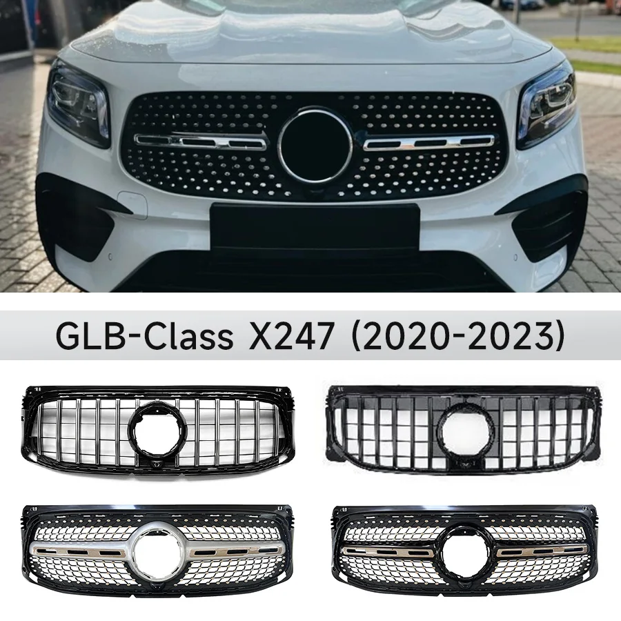 Topteng Car Black GT Grille for Mercedes Benz GLB-Class X247 2020 2021 2022 2023