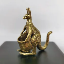 Solid Brass Kangaroo Statue, Desk Ornament, Retro Copper Animal, Miniature Figurine, Decoration Gifts, Home Decors Crafts Access