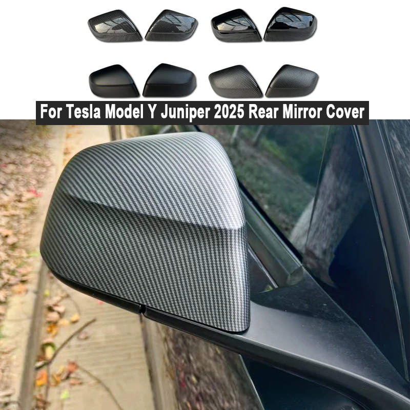 Rear Mirror Cover for Tesla Model Y Juniper 2025 Carbon Fiber ABS Rearview Mirror Side Protective Cover Decor Car Modification