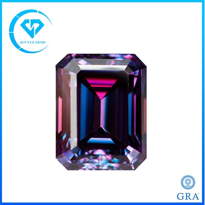 

Royal Purple Moissanite Stone with Certificate Emerald Cut 1.0-5.0ct Certified Moissanite Diamonds Pass Diamond Tester with GRA