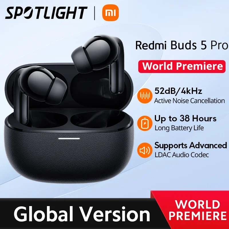 [World Premiere]Versión global Xiaomi Redmi Buds 5 Pro Hasta 52dB Cancelación activa de Nolse Batería de 38 horas de duración