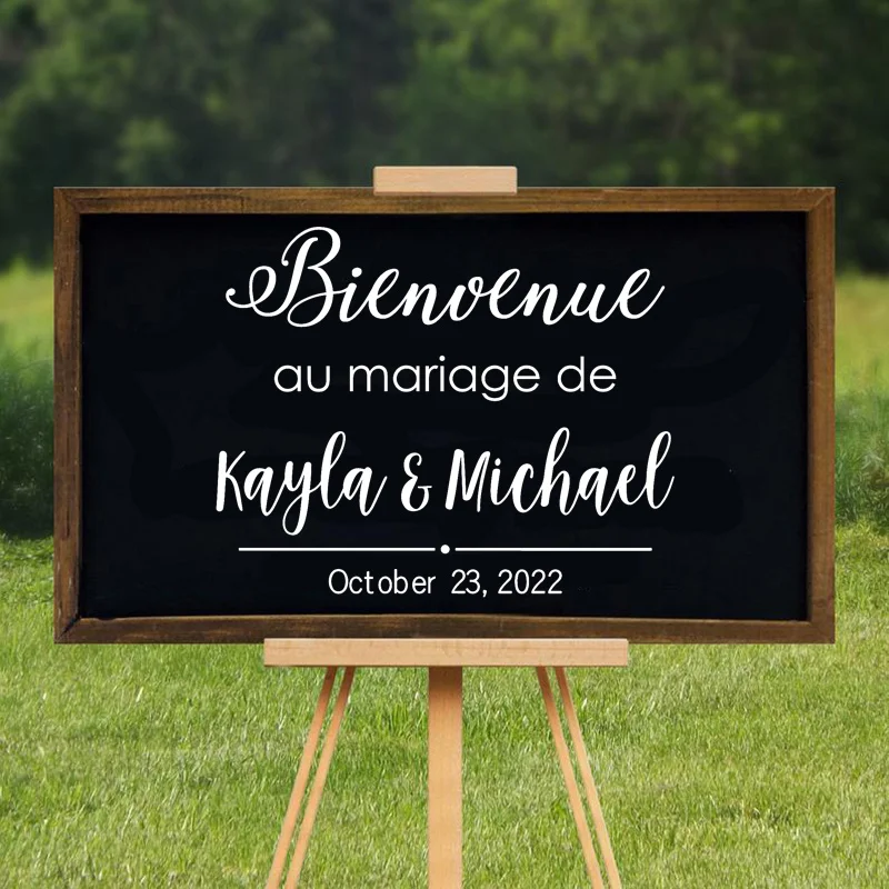 

Bienvenue Au Mariage De Wedding Decals Welcome Sign Decor Sticker Custom Bride Groom Name & Date Mirror Personalized Mural Z542