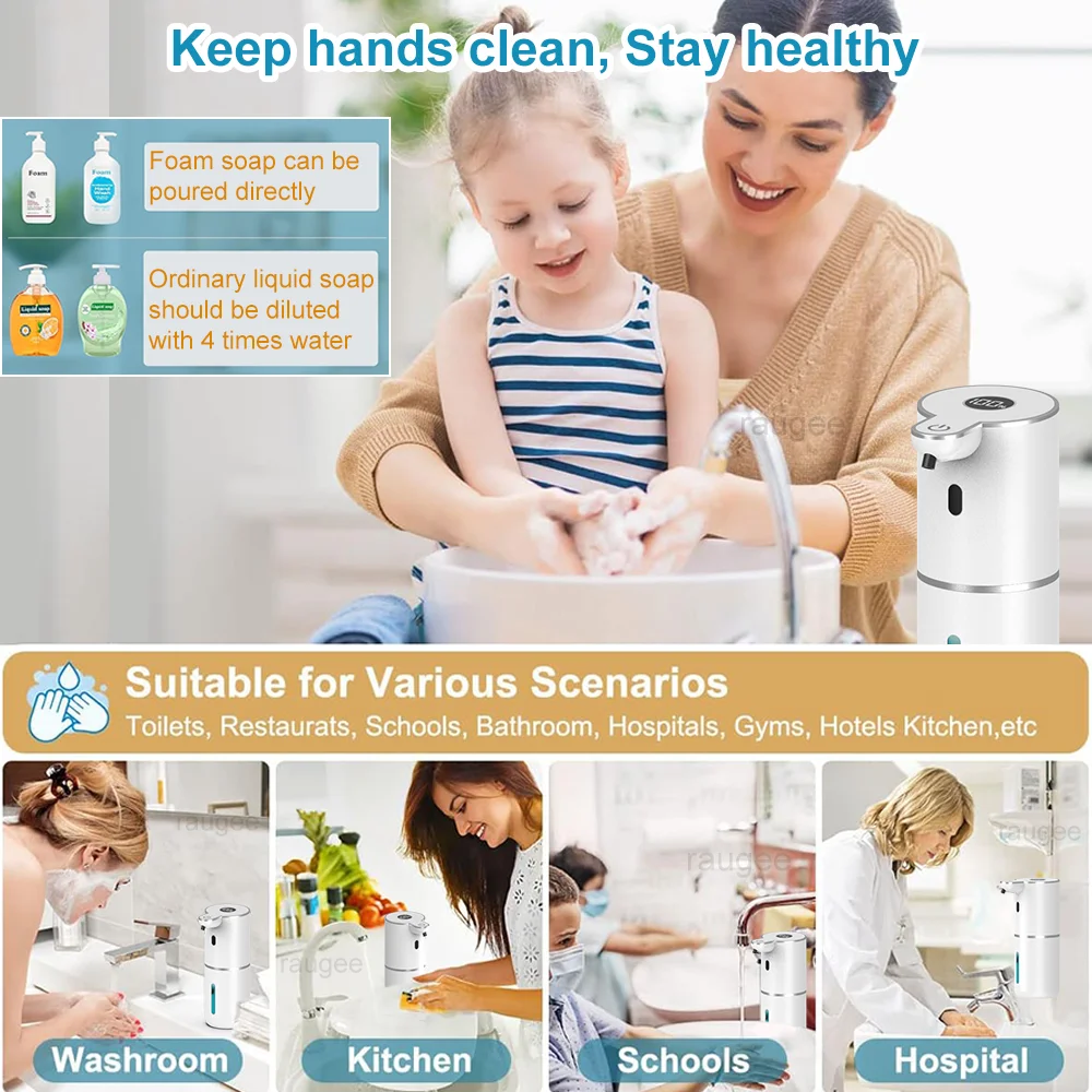 Automatic Foam Soap Dispenser Touchless Infrared Sensor Hand Free Soap Hand Sensor Dispenser Smart Foam Machine USB Rechargeable