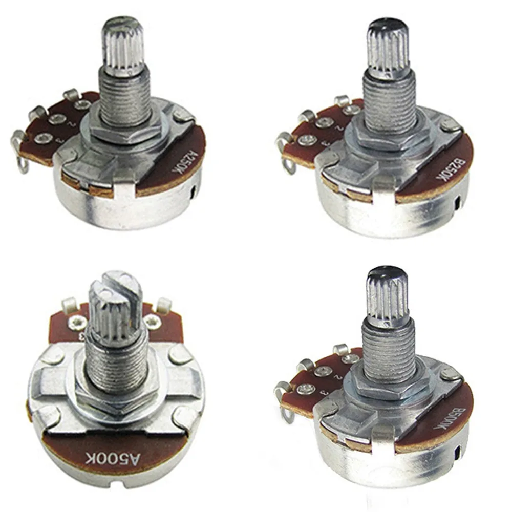 18mm Split Shaft Linear Taper Pot Metal Silver Long Lever Potentiometer A500K/B500K/A250K/B250K Volume Tone Guitarra Pot