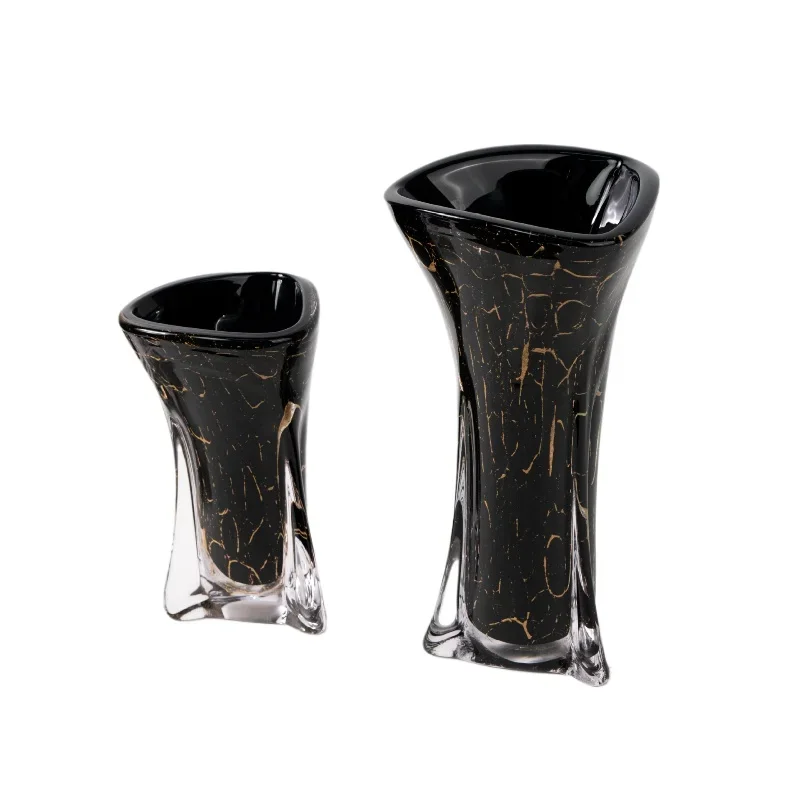 

Black high-end black gold glass vase modern home coffee table desktop decoration ornament light luxury desktop restaurant