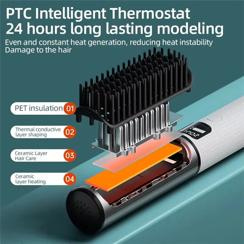 BAAO-Multi-Function Wireless Electric Hot Comb With Negative Technology For Hair Straightening