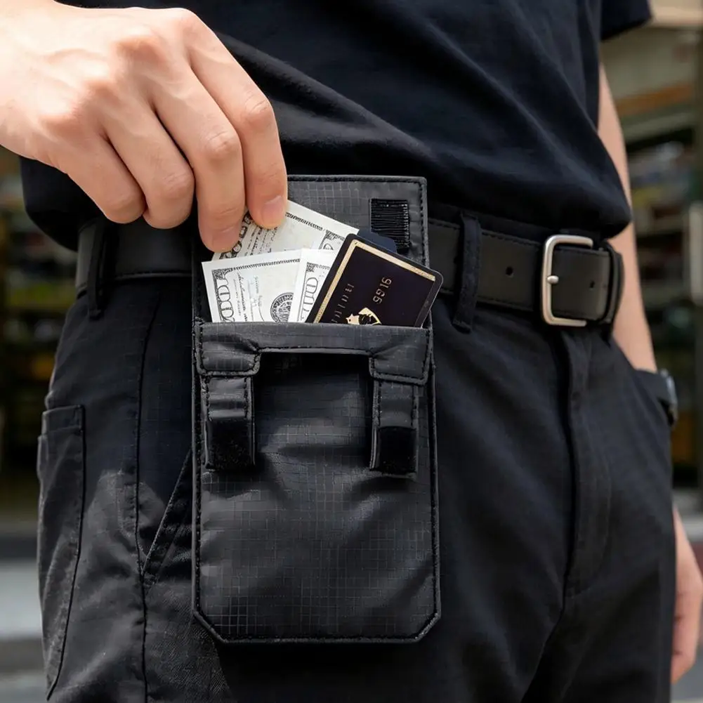 Hidden Travel Waist Wallet Black Nylon Passport Holder Anti-Theft Money Belt Pouch Slim Concealed Organizer for Hiking Travel
