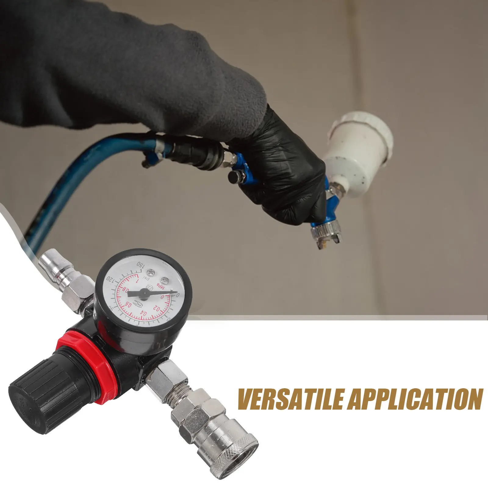 Mini Pressure Regulator Spray Gun Accessory with Water Separator and Quick Disconnect Fitting