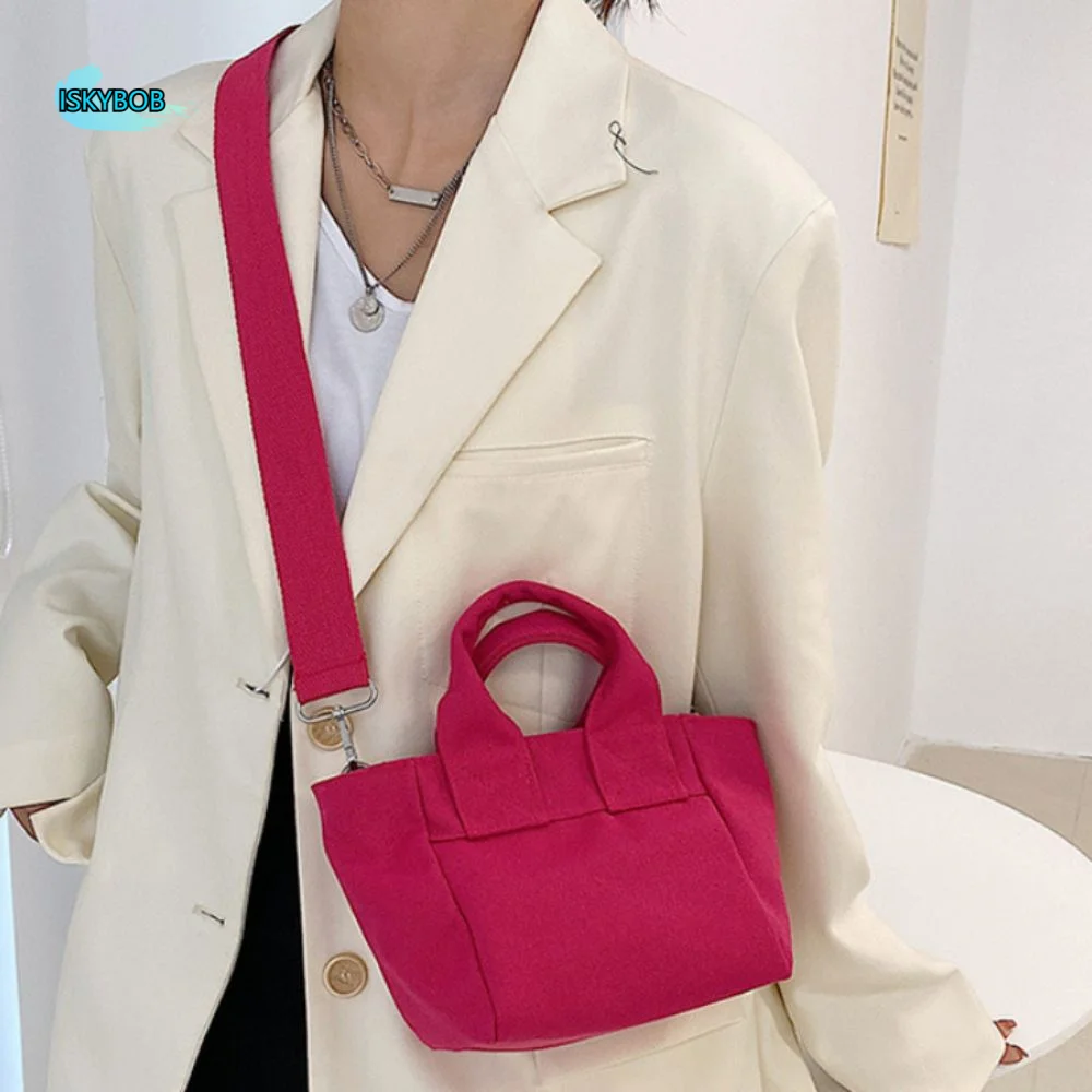 

Tote Bag Fashion Women Canvas Handbag Solid Color Small Capacity Crossbody Shoulder Bag Short Handles Gift Shopping Bag Travel