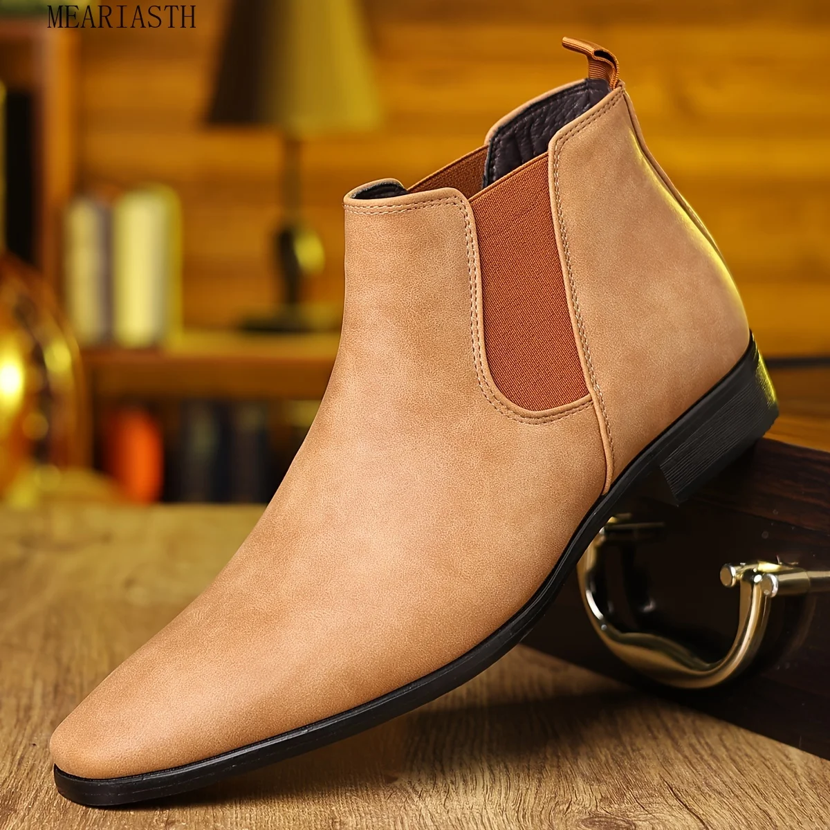 Plus Size Men's Solid Colour Slip On Chelsea Boots, Comfy Non Slip Rubber Sole Breathable Shoes For Men's Outdoor Activities