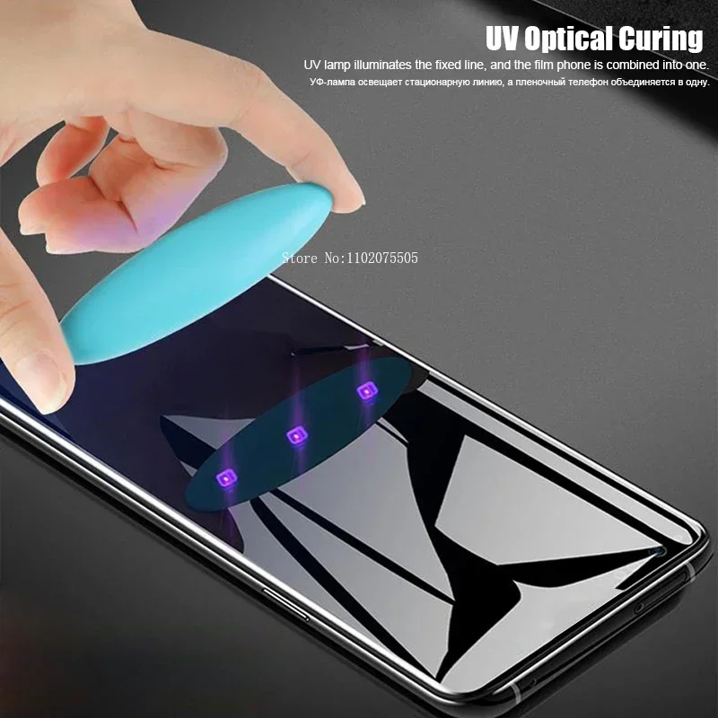 2Pcs UV Liquid Glue Tempered Glass For Samsung Galaxy S21 S22 S23 S24 Ultra S8 S9 Plus Note 20 8 9 10 S10 5G Screen Protector