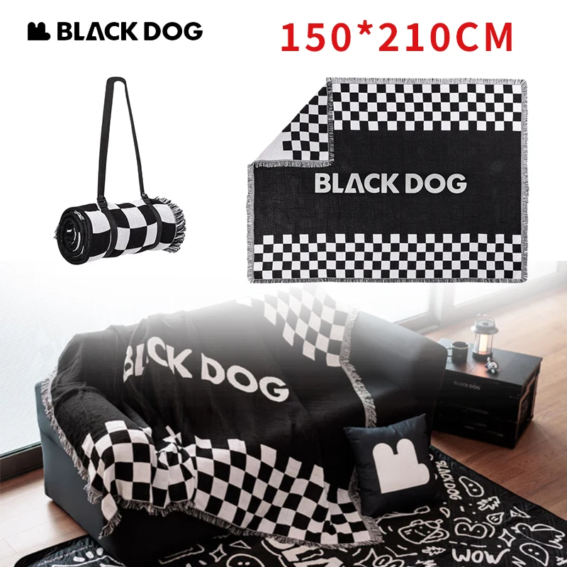 BLACKDOG Trendy Knit Outdoor Camping Home Travel Bed Sheet Tassel Blanket Dual-Tone and Dual-Face Checkered Pattern Tablecloth