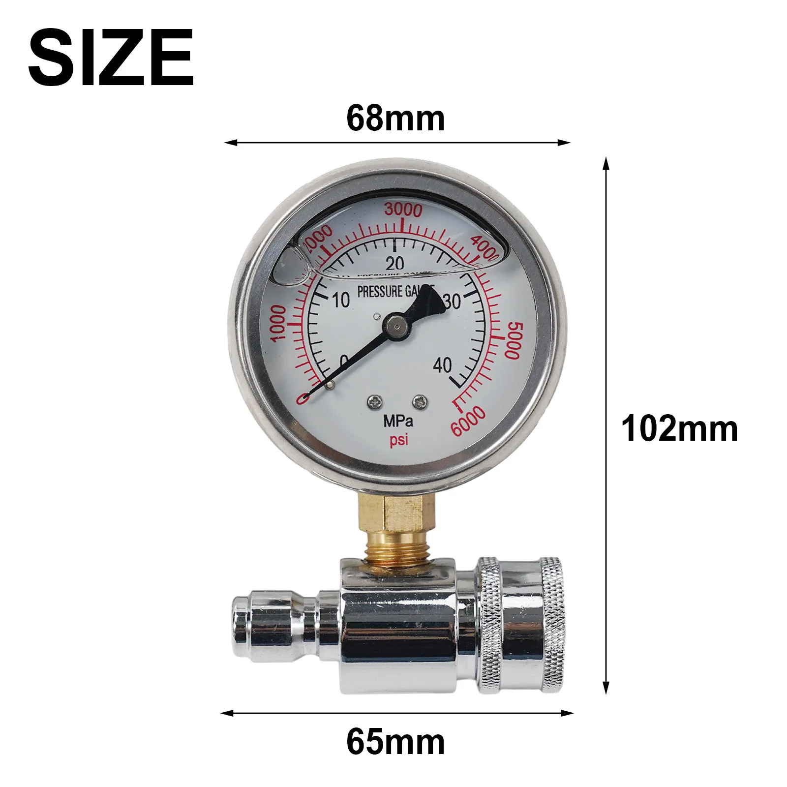 Designed for Most Models Reliable Pressure Washing Pump Meter Featuring Easy Connection Up to 6000 PSI Capacity