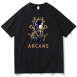 Arcane Season 2 Caitlyn T-shirt O-Neck Short Sleeve Shirts Fans Gift