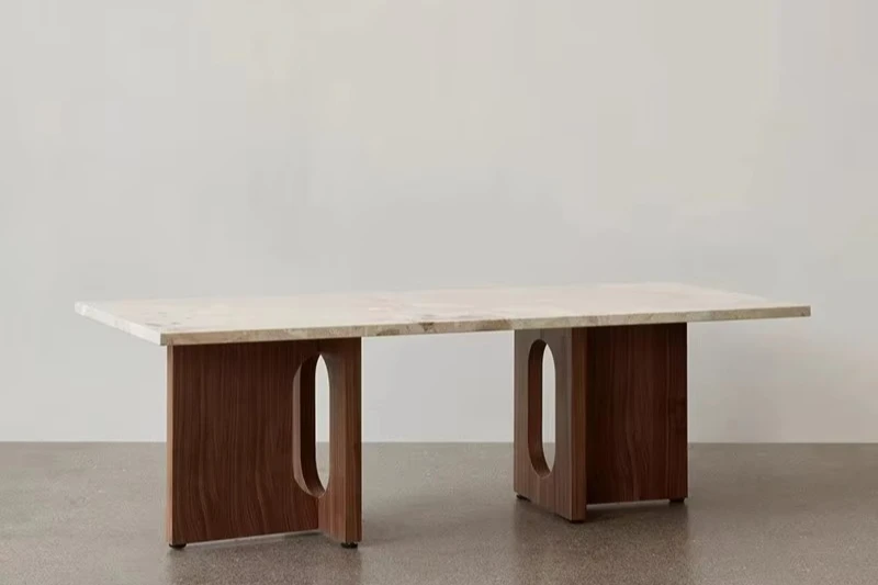 Marble coffee table Stone Chang'an Jing coffee table Antique granite desktop Solid wood dining table Natural