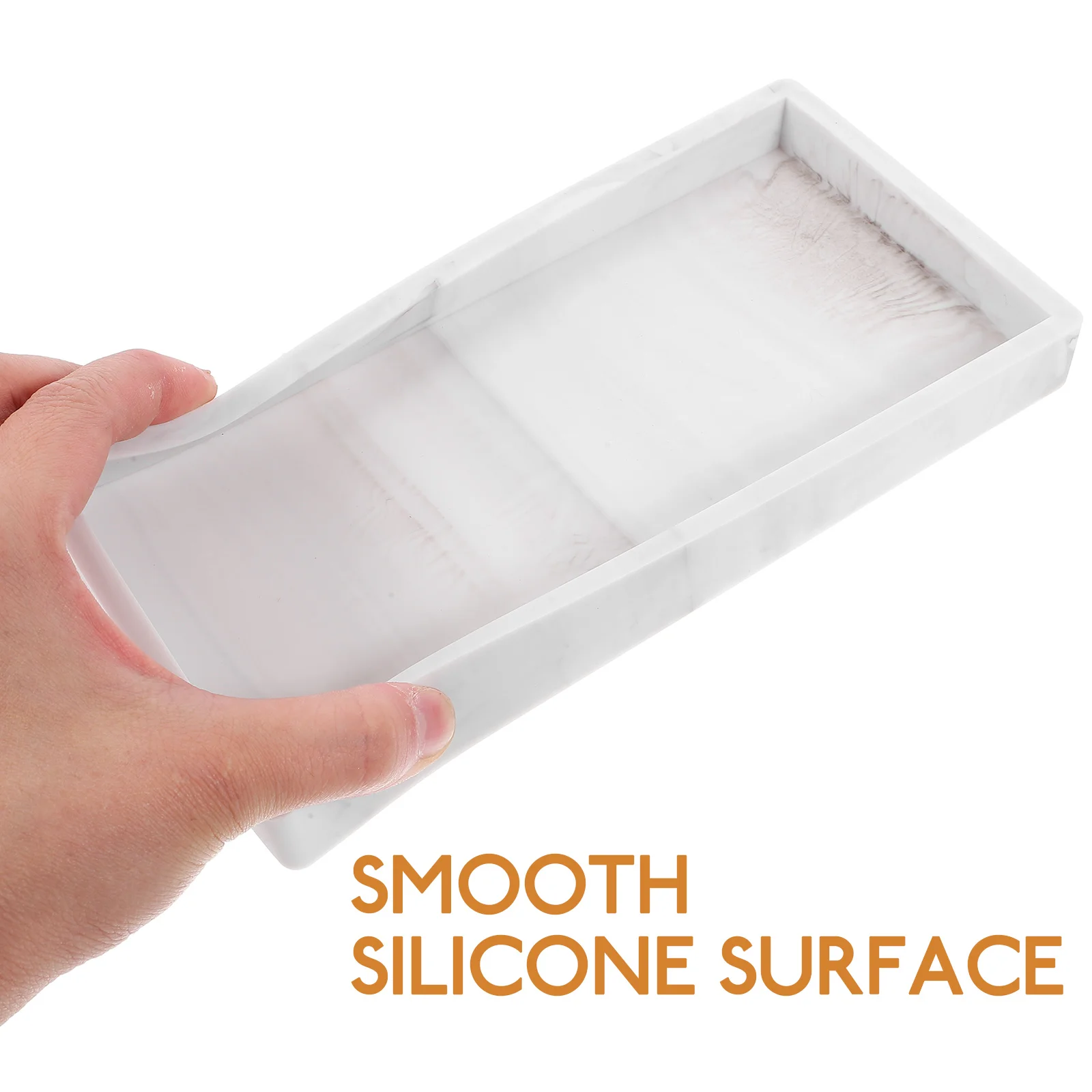 

Bathroom Storage Tray White Marble Silicone Vanity Counter Holder Organizer for Shampoo Cosmetics Keys Makeup Rings Bath