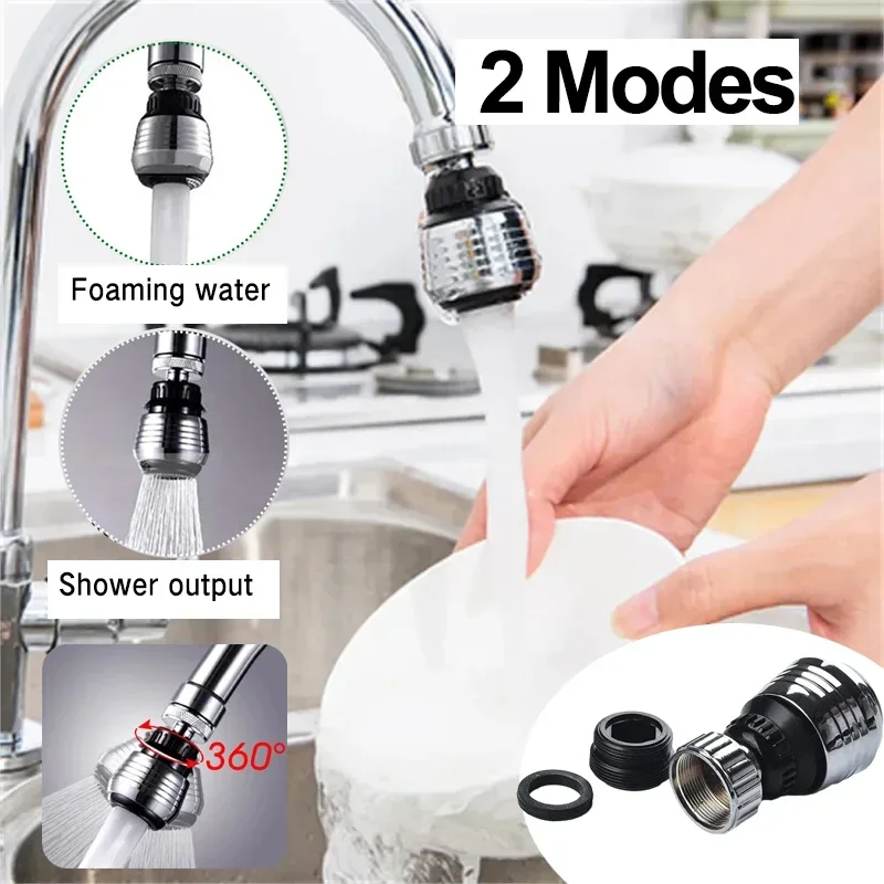 

Silver Water Tap 360 Degree Adjustment Faucet Extension Tube Water Saving Nozzle Filter for Sink Faucet Bathroom Kitchen